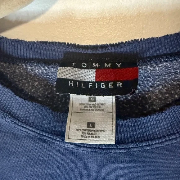 Vintage Tommy Jeans Red White Blue Hand Cropped Sweatshirt 90s 1990s - Picture 6 of 9